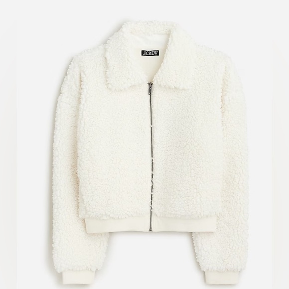 J Crew Cropped Sherpa Jacket NWT - Picture 1 of 2